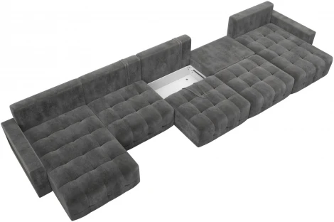 Диван п-образный с полками Лига-053 НПБ МегаЛонг Лига Диванов (Велюр) арт.129017