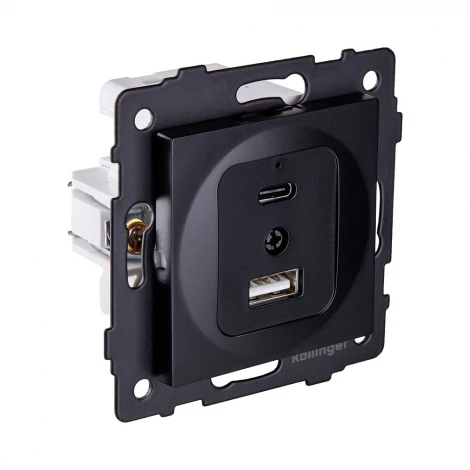 Розетка USB A+C 20W черный Kollinger REA-037BK для Aspekt, Eleganz, Reflex