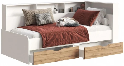 Кровать Woodville Амер 190х80 белый / дуб вотан арт.602817