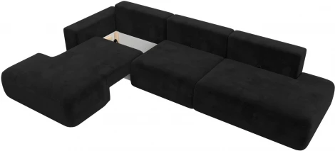 Диван угловой Лига-036 НПБ Модерн Лонг левый угол (Черный/Велюр) Лига Диванов арт.121431L
