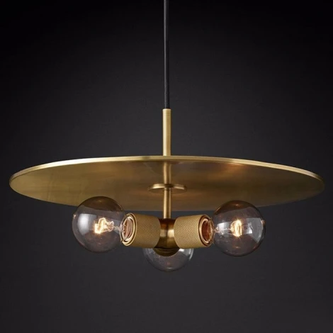 Подвесной светильник (люстра) Rh Utilitaire Disk Triple Pendant Brass ImperiumLoft 40,2339 (123646-22) (220V, на проводе)