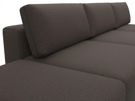 Диван угловой модульный с пуфом Лига-060 НПБ Лонг угол универсальный (ЛДСП,Брус,Фанера/Пластик/Рогожка/Коричневый) Лига Диванов 129719