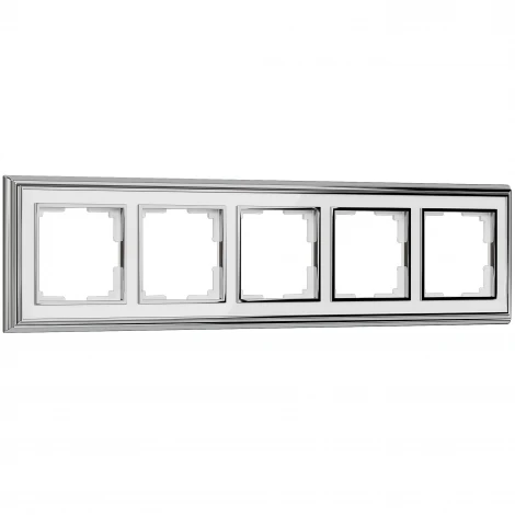 Рамка на 5 постов (хром/белый) W0051331 (a051199)