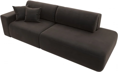 Диван прямой Лига-036 НПБ Модерн подлокотник слева (Коричневый/Велюр) Лига Диванов арт.121343L