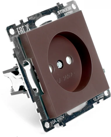 Розетка без заземления со шторками (коричневый) Stekker Катрин 49025