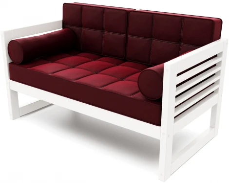 Диван Arsko прямой Сега М белая эмаль велюр бордовый