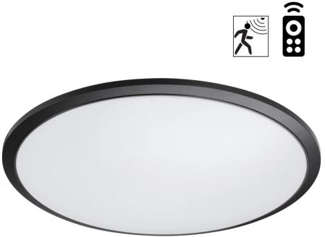 Светильник накладной влагозащищ. диммир. с датчиком движения (пульт ДУ в комплекте) Novotech Mask 359212 черный IP43 LED 48W 170-265V 4320Лм 3000-6000