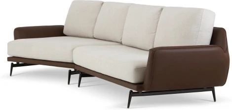 Диван Ispani угловой левый ОГОГО (арт.798829), (Ткань,Экокожа/Коричневый,Бежевый)