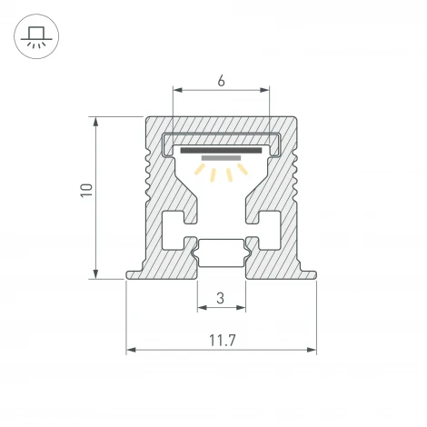 Профиль с экраном SL-MINI-3-H10-F12-2000 IRON GREY (Arlight, Алюминий+пластик) 055322