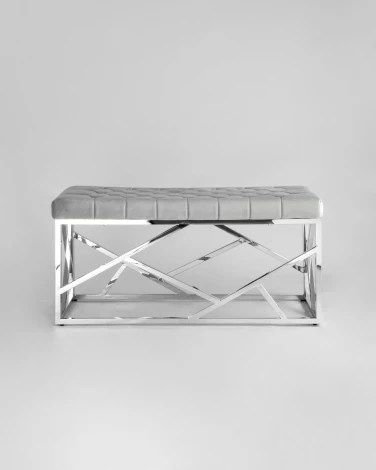 Банкетка-скамейка Stool Group АРТ ДЕКО велюр серый сталь серебро УТ000001881