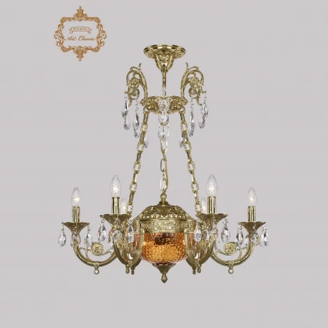 Подвесная люстра с хрустальными подвесками Art Classic 31.44 31.44.6.KR175SP.250IT.G.Sp.Amber.1C