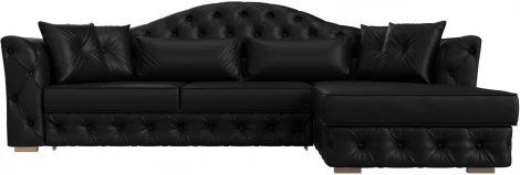 Диван угловой Артис правый угол (Черный/Экокожа) Лига Диванов арт.121634