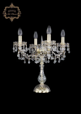 Интерьерная настольная лампа Art Classic 12.24 12.24.4.141-45.Gd.V0300 (220V, хрусталь, подвески, подсвечник, свеча)