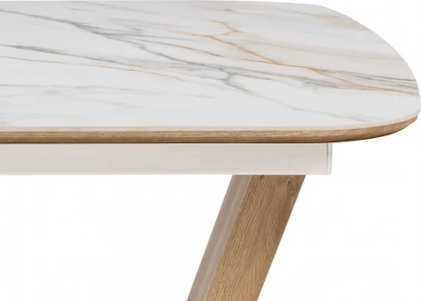 Стол на тумбе Петир (Петир 120(160)х80х75 gilt white / дуб монтана) Woodville арт.588013