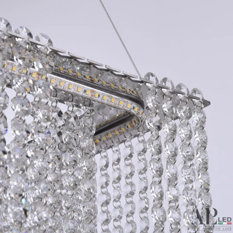 Подвесная люстра светодиодная APL LED Sicilia SH04.52.C.Ni.4000 (220V, хрусталь, на тросе)