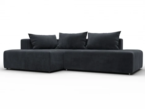 Диван угловой Лига-103 НПБ угол левый (ДСП,Брус,Фанера,Велюр/Темно-серый) Лига Диванов 134808L