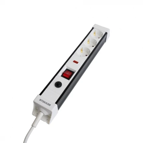 Сетевой фильтр 3-х местный с заземлением 5 метров (белый) Stekker Techno 50146