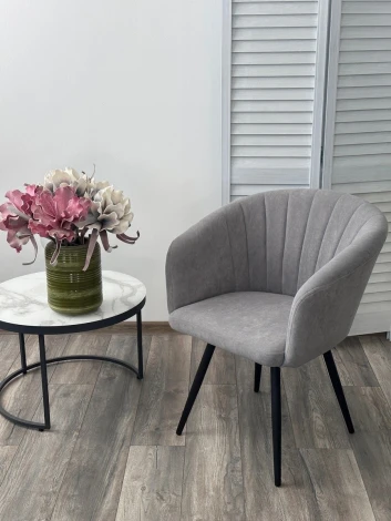 Стул RUNA, 360 град. поворот. B22 Серый, велюр / черный каркас, М-City