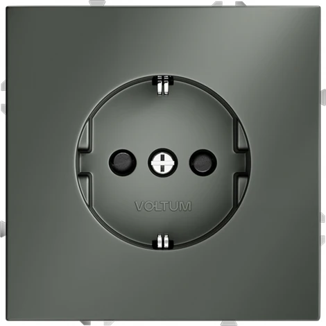 Розетка с заземлением и шторками (титан) Voltum S70 VLS040206