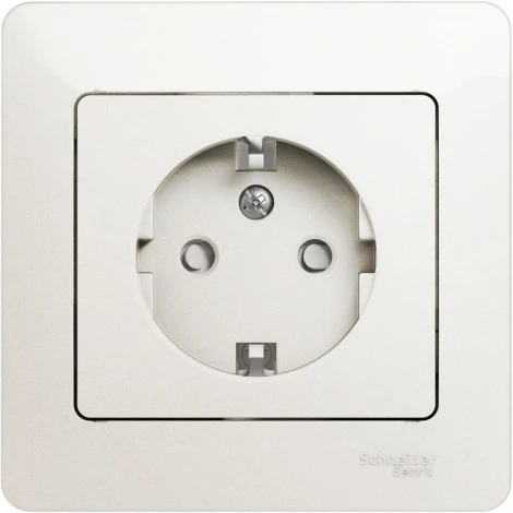 Розетка встраиваемая с заземлением и шторками (перламутровый) Systeme Electric Glossa GSL000644