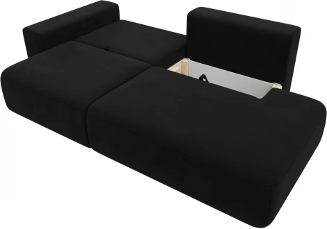 Диван прямой Лига-036 НПБ Модерн подлокотник слева (Черный/Микровельвет) Лига Диванов арт.121331L