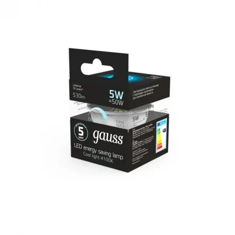 Лампочка светодиодная GU5.3 5 Вт 530 lm 4100K нейтральное белое свечение Gauss 101505205