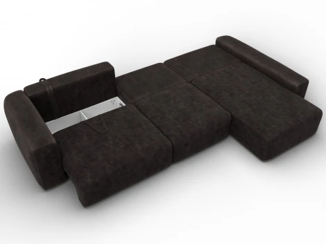 Диван угловой Лига-066 НПБ Лонг угол правый (ЛДСП,Фанера,Брус,Велюр/Коричневый) Лига Диванов 131220