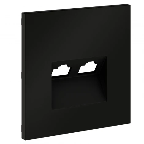 Накладка для розетки компьютерной двойной RJ45+RJ45 Voltum S70 VLS001408 (черный матовый)