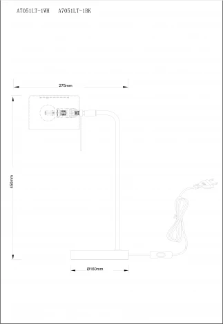 Настольная лампа Arte Lamp Sebastian A7051LT-1WH (220V, выключатель)
