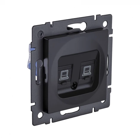 Розетка двойная Ethernet RJ45 черный матовый Kollinger REA-019BM для Aspekt, Eleganz, Reflex