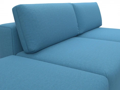 Диван угловой модульный с пуфом Лига-060 НПБ угол универсальный (ЛДСП,Брус,Фанера/Пластик/Рогожка/Голубой) Лига Диванов 129701