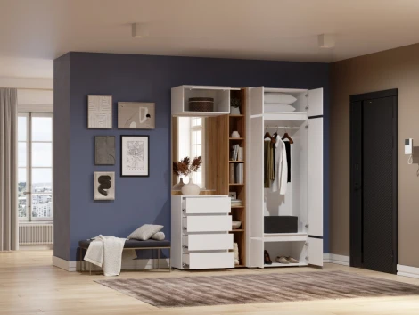 Модульная прихожая Роут комплектация 4 (Роут белый комплектация 4) Woodville арт.596586