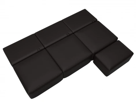 Диван прямой модульный с пуфом Лига-060 НПБ Лонг (ЛДСП,Брус,Фанера/Пластик/Экокожа/Коричневый) Лига Диванов 130057