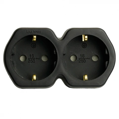 Разветвитель сетевой 2-х местный с заземлением (черный) Stekker 50107