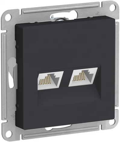 Розетка встраиваемая двойная Ethernet RJ-45 (карбон) Systeme Electric AtlasDesign ATN001085