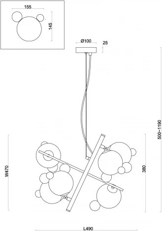 Подвесной светильник Freya Flaty FR5374PL-06BS (220V, на тросе, молекулы)