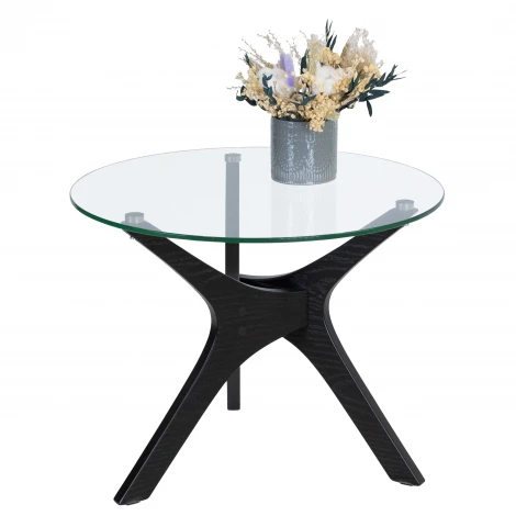 Стол журнальный Рилле 446 черный/стекло прозрачное Mebelik 009471