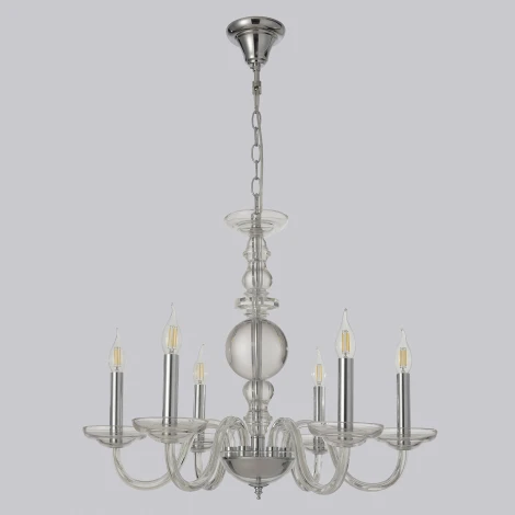 Подвесная люстра Crystal Lux ARABESQUE SP6 CHROME (220V, на цепи, подсвечник, свеча)