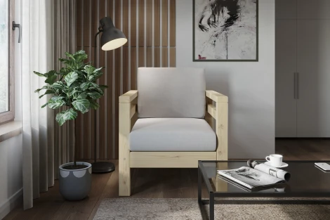 Кресло Arsko Домино сосна велюр светло-серый