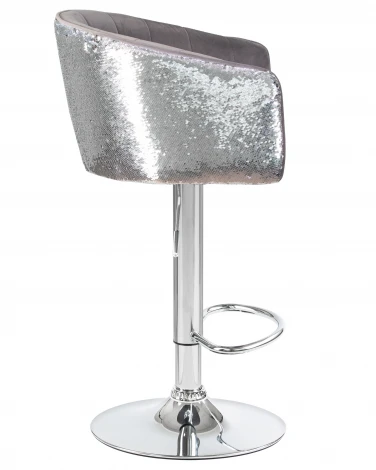 Стул барный DARCY SHINY (серый велюр с серебрянными пайетками)