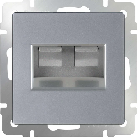 Розетка встраиваемая двойная Ethernet RJ-45 Werkel, серебро