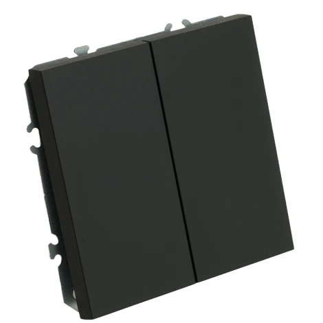 Выключатель двухклавишный (черный уголь, soft touch) Stekker Эмили 49840