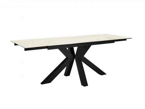 Стол DikLine SFE160 Керамика Krater Perla (бежевый матовый)/подстолье черное/опоры черные (2 уп.) арт.00-00076284