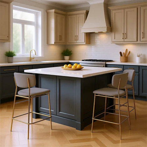 Стул полубарный Elle латте с золотыми ножками RF 0816