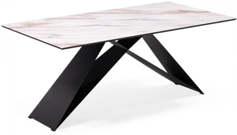 Стеклянный стол Woodville Ноттингем 180х90х74 оптивайт / черный 553545