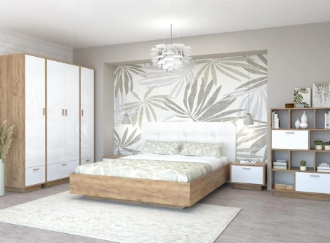 Шкаф Woodville Эго Шк-1 на подиуме дуб крафт золотой / белый глянец 455854