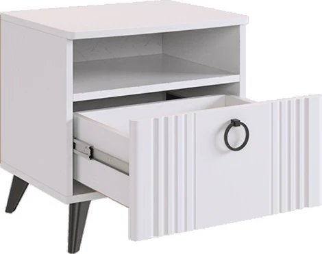 Ева Тумба прикроватная Mebelson (ЛДСП,МДФ,ПВХ,Пластик/Светлое дерево,Белый) арт.TE-01.3101