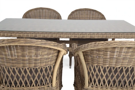 Обеденная группа из искусственного ротанга на 6 персоны, цвет соломенный 4SIS Амароне AmC6T-7-SET
