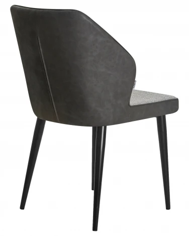 Стул обеденный KEVIN (черные матовые ножки, Сиденье серая ткань FC-09, Спинка антрацит кожзам RU-08)