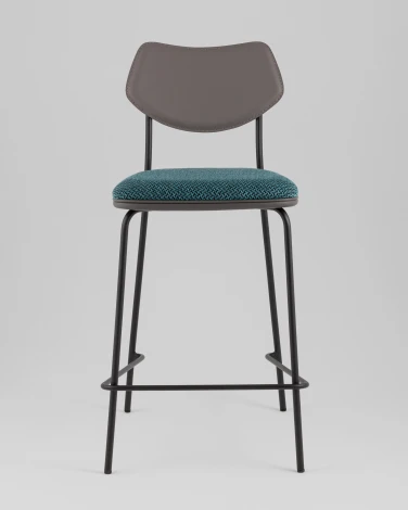 Стул полубарный Casey темно-бирюзовый с серой экокожей Stool Group арт.УТ000039578